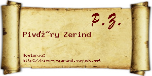 Piváry Zerind névjegykártya